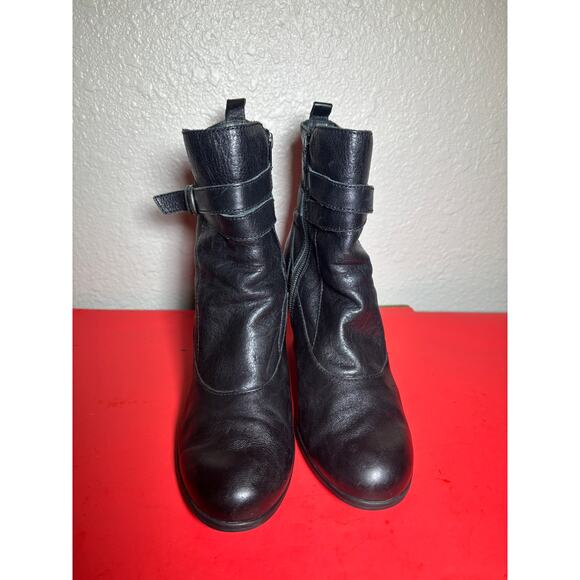 Born Crown Chyler Harnes Black Leather Heed Ankle Booties Size 9 - Picture 2 of 12